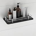 Plantex Premium Black Bathroom Glass Shelf/Glass Shelf for Living Room/Kitchen/Bathroom Accessories Set/Kitchen Shelf Rack- (Polished 12x6 - Pack of 1)