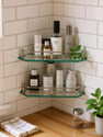 Plantex Premium Diamond Glass Corner Shelf for