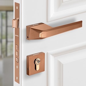 plantex premium door lock with 3 years of warrantymain door locks for homemortise handle for door - main door lock set pt-003- rose gold