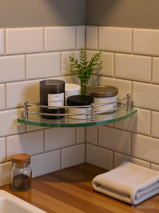 Plantex Premium Transparent Glass Corner Shelf for