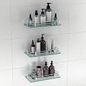 Plantex Premium Transparent Glass Shelf for Bathroom/Kitchen/Living Room - Bathroom Accessories (Polished 12x6 - Pack of 3)