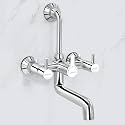 Plantex Brass wall Mixer for Bathroom with L-Bend Connector for Overhead Shower/Mixer Tap/Wall Mixer for Bathroom 2 in 1 with 7-Year Manufacturer's Warranty-(Ico-918-Mirror-Chrome)