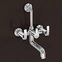 Plantex Wall Mixer for Bathroom 2 in 1 with L-Bend Provision for Overhead Shower/Pure Brass Mixer Tap for Bathroom with Water Saving Nozzle Tap- Pack of 1 (Col-1018-Chrome)