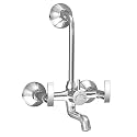 Plantex Brass Spindle Wall Mixer for Bathroom 2 in 1 with L-Bend Provision for Overhead Shower/Mixer Tap for Bathroom with Water Saving Nozzle and Wall Flange and Teflon Tape (SMR-1269-Chrome)