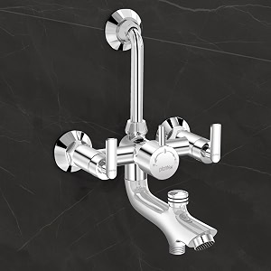 plantex pure brass 3-in-1 wall mixer for bathroom l-bend provision for overhead amp hand showerbathroom mixer tap with brass wall flange amp teflon tapebathroom tap set-bal-519-mirror