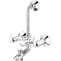 Plantex Pure Brass 3-in-1 Wall Mixer for bathroom L-Bend Provision for Overhead &amp; Hand Shower/Bathroom Mixer Tap with Brass Wall Flange &amp; Teflon Tape/Bathroom Tap set-(BAL-519-Mirror-Chrome)