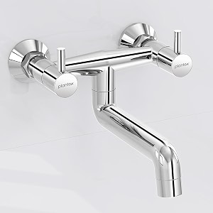 plantex pure brass ico-916 non telephonic wall mixer with water saving technology tapmixer tap for bathroom with brass wall flange and teflon tape-7 year warranty mirror chrome