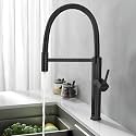 Plantex Brass Sink Tap for Kitchen Basin/360° Swivel Spout Kitchen Faucet with Double Handle| Spring Pull Out Tap for Kitchen Sink-(8982-Black)