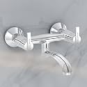 Plantex Pure Brass Wall Mixer Non Telephonic/Mixer Tap for Bathroom with Brass Wall Flange &amp; Teflon Tape/Bathroom Mixer Tap-(AQ-1416-Mirror Chrome)