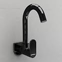 Plantex ORN-210 Pure Brass Sink Tap for Kitchen with 360° Swivel Spout/Wall Mount Kitchen Sink Tap with Brass Wall Flange and Teflon Tap -7 Year-Warranty (PVD Black)