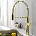 Plantex Pull Out Faucet for Kitchen Sink/Mixer Tap Hot &amp; Cold Water Tap/Single Lever Sink with 360° Swivel Spout Mixer Tap-(8982-Gold)