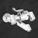 Plantex Pri-317 Pure Brass Telephonic Wall Mixer with Crutch Arranging of Hot & Cold Water with Water Saving Nozzle for Bathroom and Brass Wall Flange (Chrome)