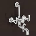 Plantex Pure Brass 3 in 1 Wall Mixer for Bathroom with L-Bend Provision for Overhead and Hand Shower/Mixer Tap for Bathroom with Water Saving Nozzle and Brass Wall Flange (COL-1019-Chrome)