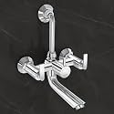 Plantex BAL-518 Pure Brass Wall Mixer for bathroom 2 in 1 with L-Bend Provision for Overhead Shower/ Hot & Cold Tap with Brass Wall Flange & Teflon tape (Mirror Chrome)