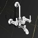 Plantex Pure Brass 3 In 1 Wall Mixer for Bathroom with L-Bend Provision for Overhead and Hand Shower/Water Saving Nozzle for Mixer Tap with Brass Wall Flange (Aq-1419-Chrome)