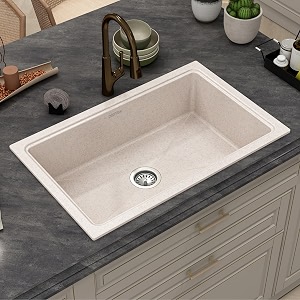 plantex quartz acrylic matt kitchen sink with 10 years warranty undermount sink for kitchengranite single bowl kitchen sinks with coupling ultra brun 32x20 inches