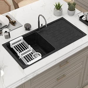 plantex quartz acrylic kitchen sinkundermount sink for kitchenmetalic single bowl kitchen sinks with coupling siapan-36x18 inches