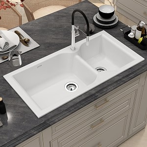 plantex quartz acrylic kitchen sinkundermount sink for kitchen with 10 years warranty by plantexgranite double bowl kitchen sinks with coupling whiti-40x20 inches