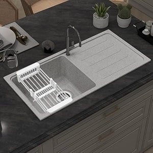 plantex quartz acrylic kitchen sink with 10 years warranty by plantexundermount sink for kitchenmetalic single bowl kitchen sinks with coupling and adjustable drying rack lintus-36x18 inches