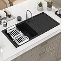 Plantex Quartz Acrylic Kitchen Sink/Undermount Sink for Kitchen/Metalic Single Bowl Kitchen Sinks with Coupling (Siapan-36x18 Inches)