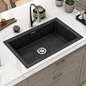Plantex Matt German Engineered Technology Quartz Sink For Kitchen/UV Protected Kitchen Sink/Single Bowle Sink For Home(Charcoal Black-18X24 Inch)