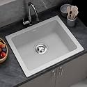 Plantex Quartz Acrylic Kitchen Sink/Undermount Sink for Kitchen with 10 Years Warranty by Plantex/Granite Single Bowl Kitchen Sinks with Coupling (Brun 21x18 Inches)