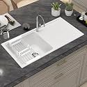 Plantex Quartz Acrylic Kitchen Sink/Undermount Sink for Kitchen/Granite Single Bowl Kitchen Sinks with Coupling (Whiti-36x18 Inches)