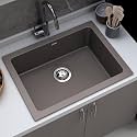 Plantex Quartz Acrylic Kitchen Sink with 10 Years Warranty by Plantex/Undermount Sink for Kitchen/Granite Single Bowl Kitchen Sinks with Coupling (Con 21x18 Inches)