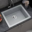 Plantex Quartz Acrylic Kitchen Sink/Undermount Single Bowl Sink for Kitchen/Metalic Single Bowl Kitchen Sinks with Coupling (Lintus 16x18 Inches)