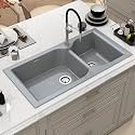 Plantex Quartz Acrylic Kitchen Sink/Undermount Sink for Kitchen with 10 Years Warranty by Plantex/Granite Double Bowl Kitchen Sinks with Coupling (Whiti-40x20 Inches)