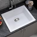 Plantex Undermount Sink for Kitchen with 10 Years Warranty by Plantex/Quartz Acrylic Kitchen Sink/Granite Single Bowl Kitchen Sinks with Coupling &amp; Drain rack (Whiti -16x18 Inches)