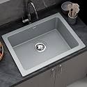 Plantex Quartz Acrylic Kitchen Sink/Undermount Sink for Kitchen with 10 Years Warranty by Plantex/Metalic Single Bowl Kitchen Sinks with Coupling (Lintus - 24x18 Inches)