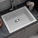 Plantex Quartz Acrylic Kitchen Sink/Undermount Sink for Kitchen with 10 Years Warranty by Plantex/Granite Single Bowl Kitchen Sinks with Coupling (Brun 21x18 Inches)