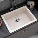 Plantex Quartz Acrylic Kitchen Sink with 10 Years Warranty by Plantex/Undermount Sink for Kitchen/Granite Single Bowl Kitchen Sinks with Coupling (Ultra Brun - 21x18 Inches)