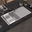 Plantex Quartz Acrylic Kitchen Sink/Undermount Sink for Kitchen with 10 Years Warranty by Plantex/Granite Single Bowl Kitchen Sinks with Coupling and Drying Rack(Brun - 36x18 Inches)