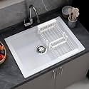 Plantex Undermount Sink for Kitchen with 10 Years Warranty by Plantex/Quartz Acrylic Kitchen Sink/Granite Single Bowl Kitchen Sinks with Coupling &amp; Drain rack (Whiti -16x18 Inches)