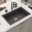 Plantex Quartz Acrylic Matt Kitchen Sink With 10 Years Warranty /Undermount Quartz Sink For Kitchen/Granite Single Bowl Kitchen Sinks With Coupling (Con 32X20 Inches)
