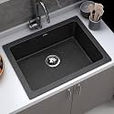 Plantex Quartz Acrylic Single Bowl Kitchen Sink with 10 Years Warranty by Plantex/Sink For Kitchen With Coupling &amp; Drying Rack/Small Kitchen Basin (Siapan - 21x18 Inches)