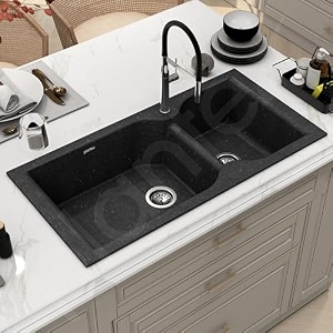 plantex quartz acrylic sink for kitchenuv protected siapan quartz kitchen sink with coupling and drying rackgranite double bowl sinkwith 10 years warranty by plantex siapan-40x20 inches