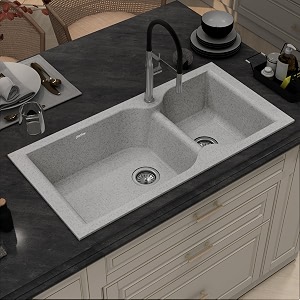 plantex quartz acrylic sink for kitchenuv protected brun kitchen sink with 10 years warranty by plantexgranite double bowl sinkundermounttopmount brun-40x20 inches