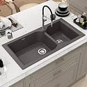 Plantex Quartz Acrylic Sink for Kitchen/UV Protected Con Kitchen Sink/Granite Double Bowl Sink/Undermount/Topmount (Con-40x20 Inches)