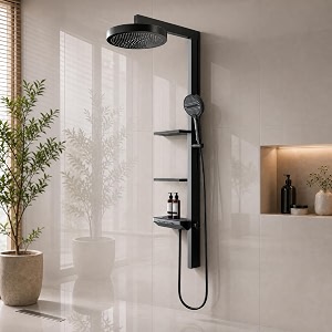 plantex rainfall showerhead with waterfall outlethaven shower panel for bathroom with piano switches amp temperature displayhand shower with hose pipe amp clamp - 6013-ga