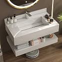 Plantex Slab Tile Floating Vanity for Bathroom/Wall Mount Wash Basin with Cabinet/Washbasin Cabinet - 32 x 18 inch (ED-07-Marble Finish)