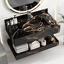 Plantex Slab Tile Floating Vanity with Washbasin for Bathroom/Wall Mount Cabinet with Basin - 32 x 18 inch (ED-Black-Marble Finish)