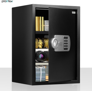 plantex safe locker for homedual code safe accessemergency key 56 litre- black safe locker