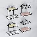 Plantex Self Adhesive Soap Dish/GI Steel Soap Case with Hook/Soap Stand with Hook/Soap Holder for Bathroom Accessories - Pack of 4 (Black)