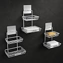 Plantex Self Adhesive Soap Holder for Bathroom/Stainless Steel Soap Case/2 Layer Soap Storage/Bathroom Accessories - Pack of 3 (Chrome)