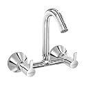 Plantex Sink Mixer for Kitchen with Brass Spindle/Hot & Cold Water Mixer with Teflon Tape & Wall Flange - Pack of 1 (Rio, Chrome)