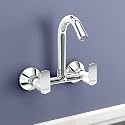 Plantex Sink Mixer Tap for Kitchen Sink with 360° Swivel Spout/Water Mixer Tap with Wall Flange and Teflon Tape/Sink Mixer Tap Hot and Cold with Brass Spindle (Saga-Chrome)