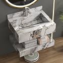 Plantex Slab Tile Vanity with Basin for Bathroom/Floating Vanity/Wall Mount Bathroom Vanity/Wash Basin Cabinet with Storage - 24 x 18 inch (ED-Gold-Marble)